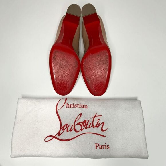 Christian Louboutin Lady Gena Nude Patent Leather Pump Heels EU 38.5 US 8.5 - Picture 9 of 10